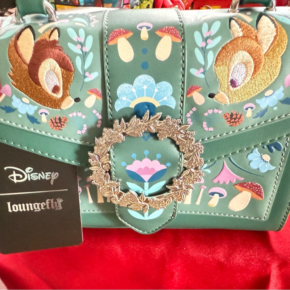 Loungefly Bambi Green Disney Crossbody Bag with Whimsical Forest Design
